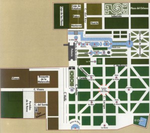 Plano de las fuentes y de los jardines