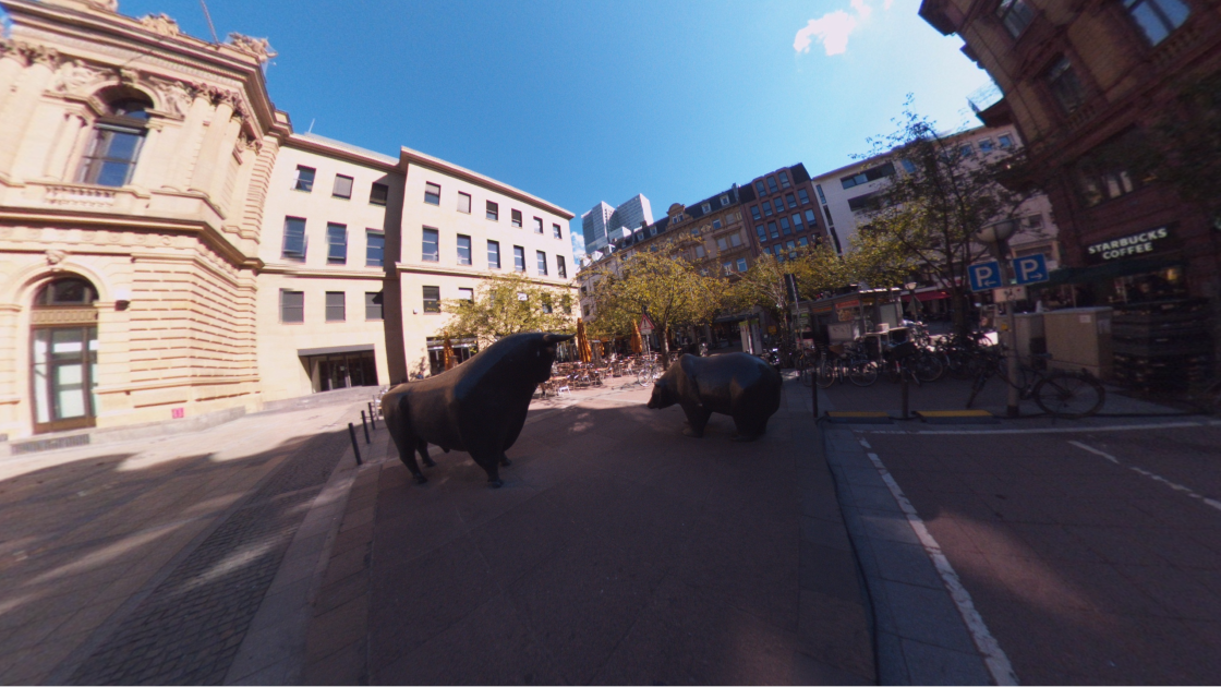 Fotos 360 Estatuas de el toro y el oso. #VidePan por #Frankfurt