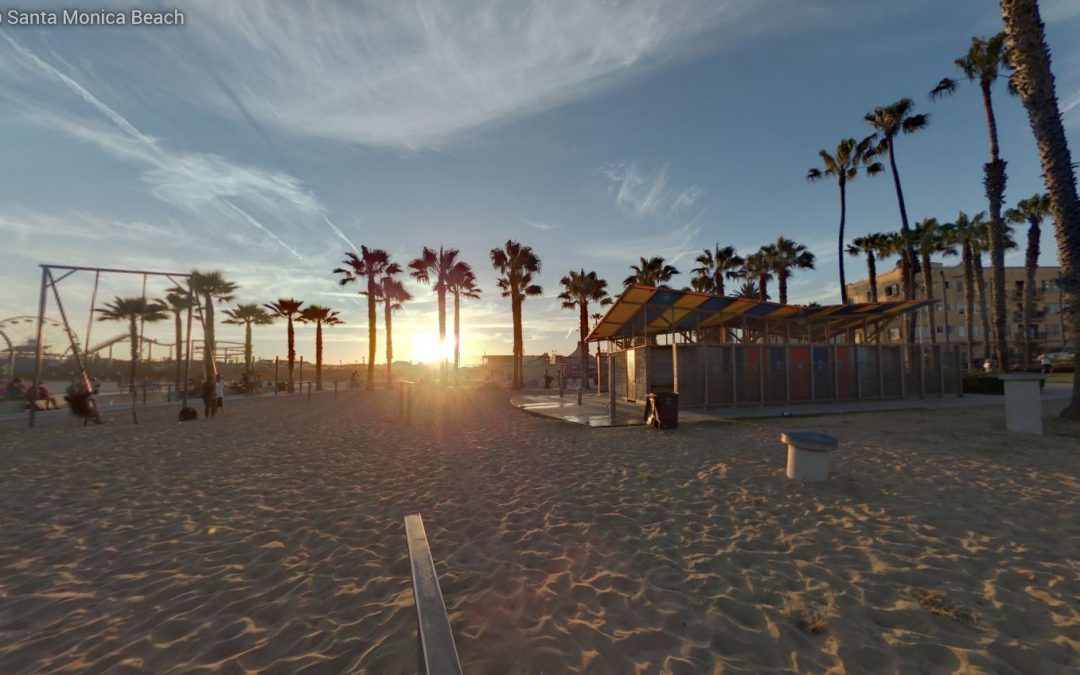 Foto 360 Puesta de sol en la playa, Santa Monica