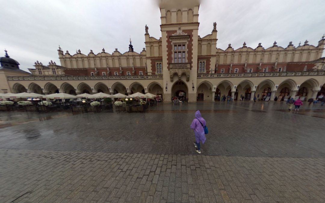 Foto 360 Lonja de Paños de Cracovia bajo la lluvia. VidePan en Polonia