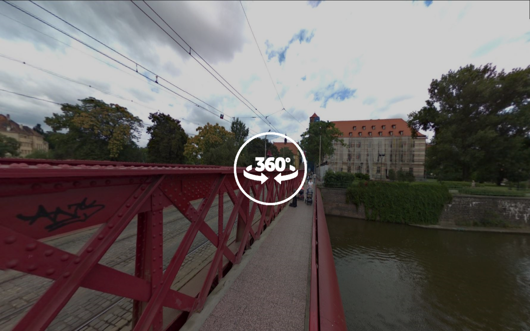 Foto 360 Puente rojo de hierro de Wroclaw(Breslavia). VidePan en Polonia