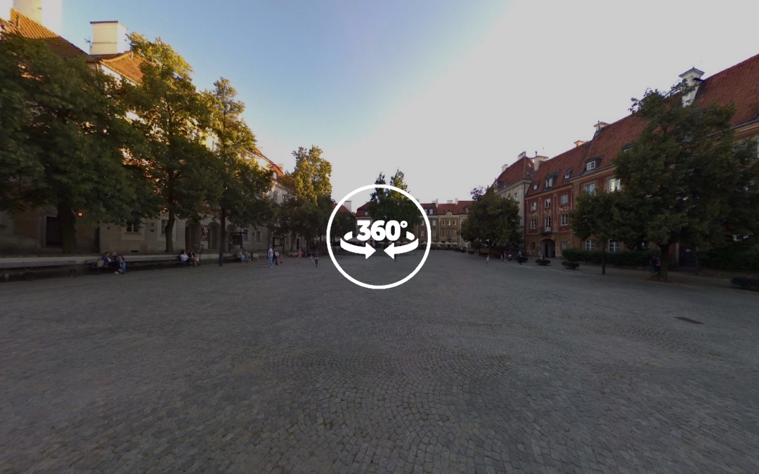 Foto 360 Plaza del mercado de la Ciudad Nueva en Varsovia. VidePan en Polonia