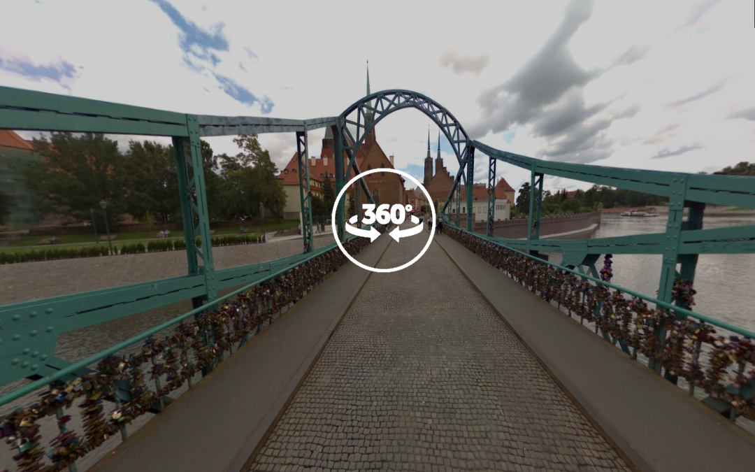 Foto 360 Puente verde de hierro de Wroclaw(Breslavia). VidePan en Polonia