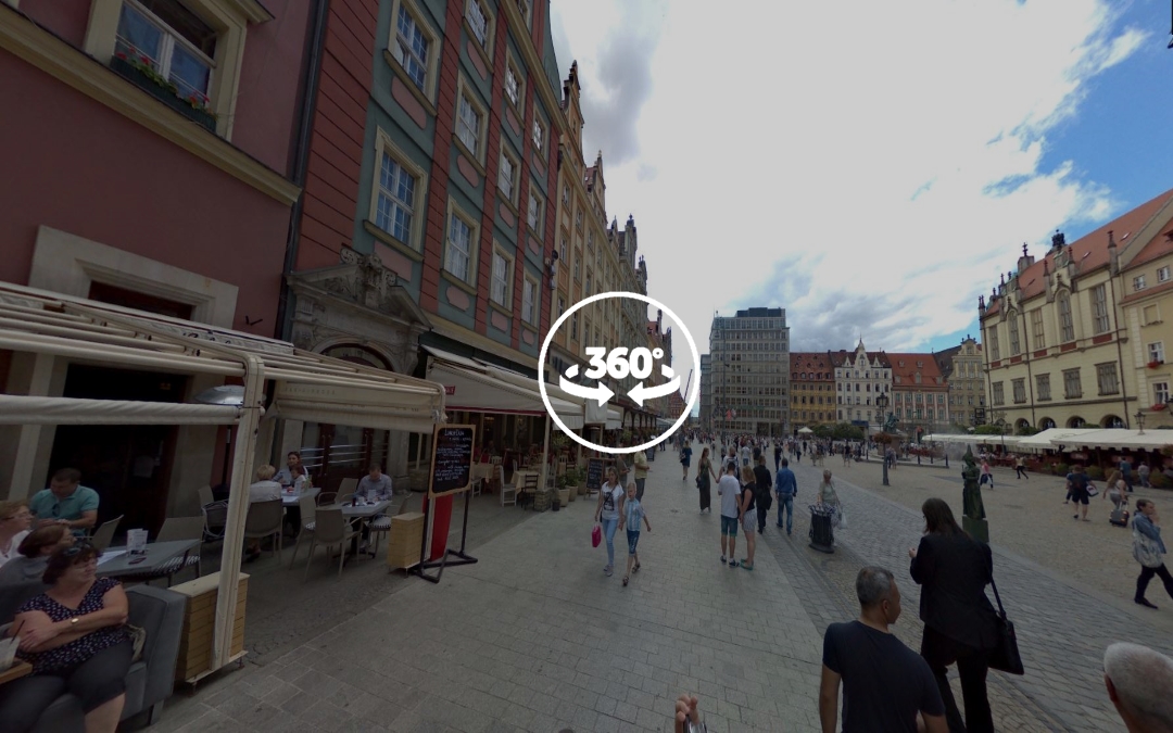 Foto 360 Terrazas de la Plaza del Mercado (Rynek) de Wroclaw(Breslavia).VidePan en Polonia