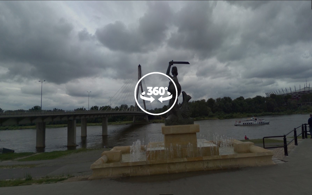 Foto 360 Verdadera sirenita de Varsovia. VidePan en Polonia