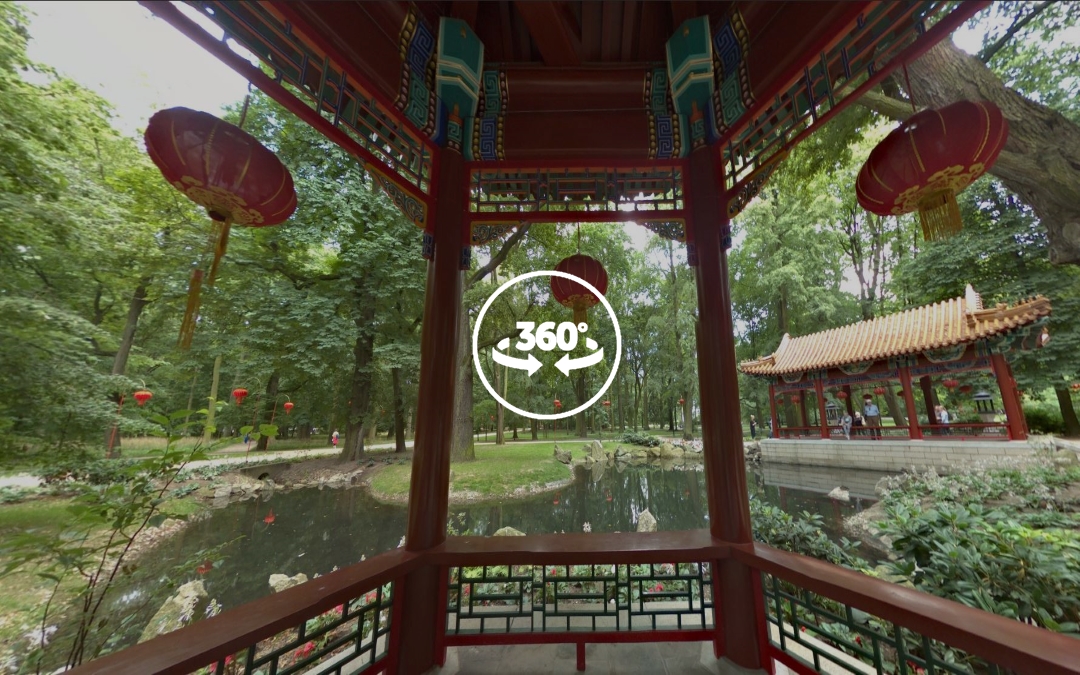 Foto 360 Dentro de zona dedicada a la cultura china del Parque Łazienki. VidePan en Polonia