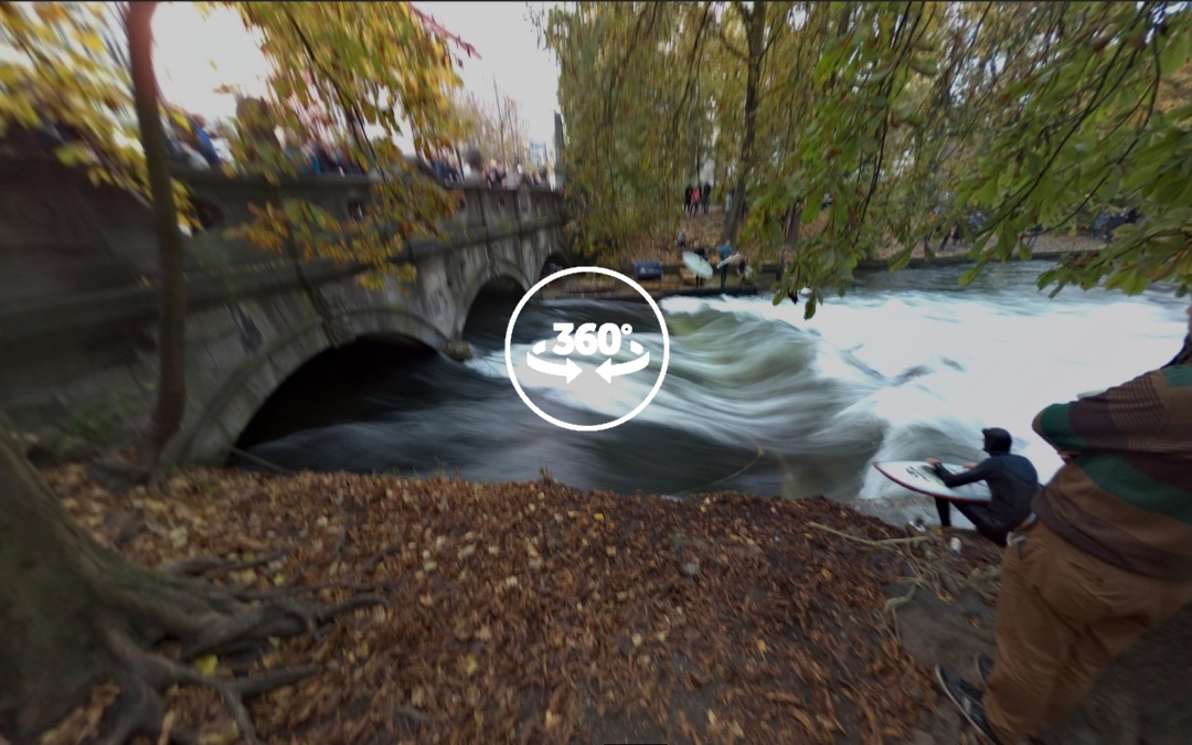 Foto 360 Eisbachwelle. VidePan en Múnich