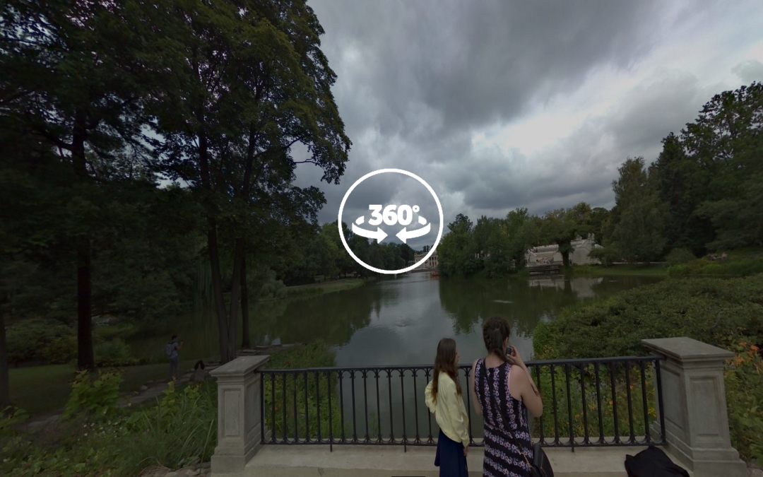 Foto 360 Puente sobre el estanque del Parque Lazienki (II). VidePan en Polonia