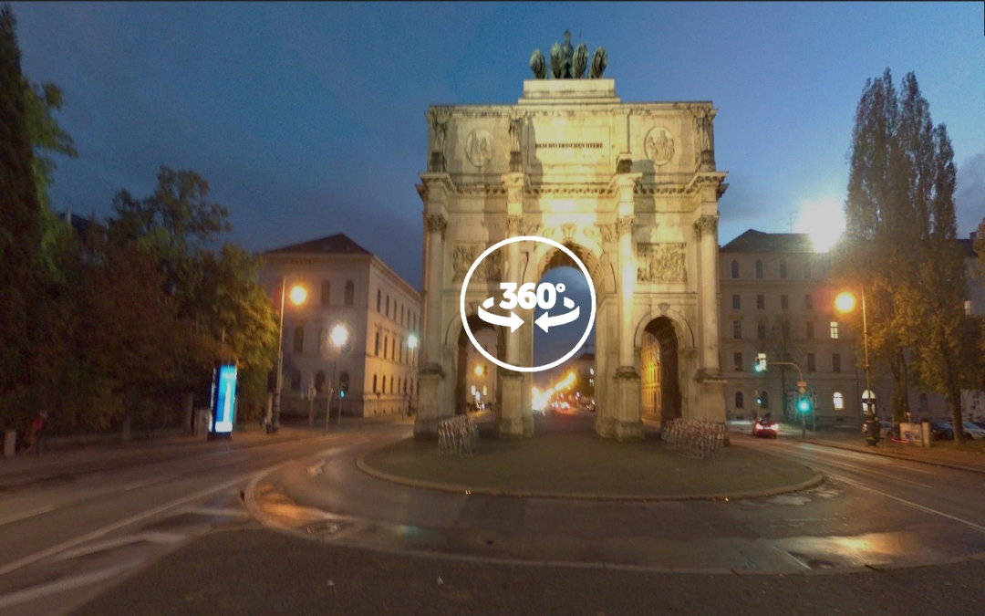 Foto 360 Siegestor de noche. VidePan en Múnich