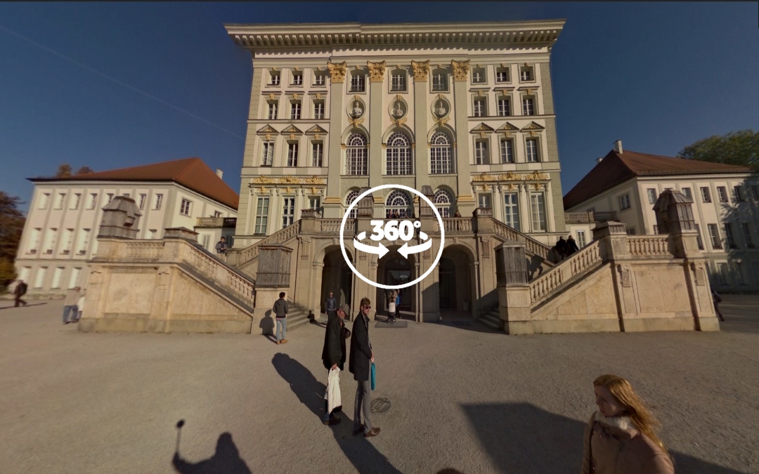 Foto 360 Fachada trasera del Palacio de Nymphenburg. VidePan en Múnich