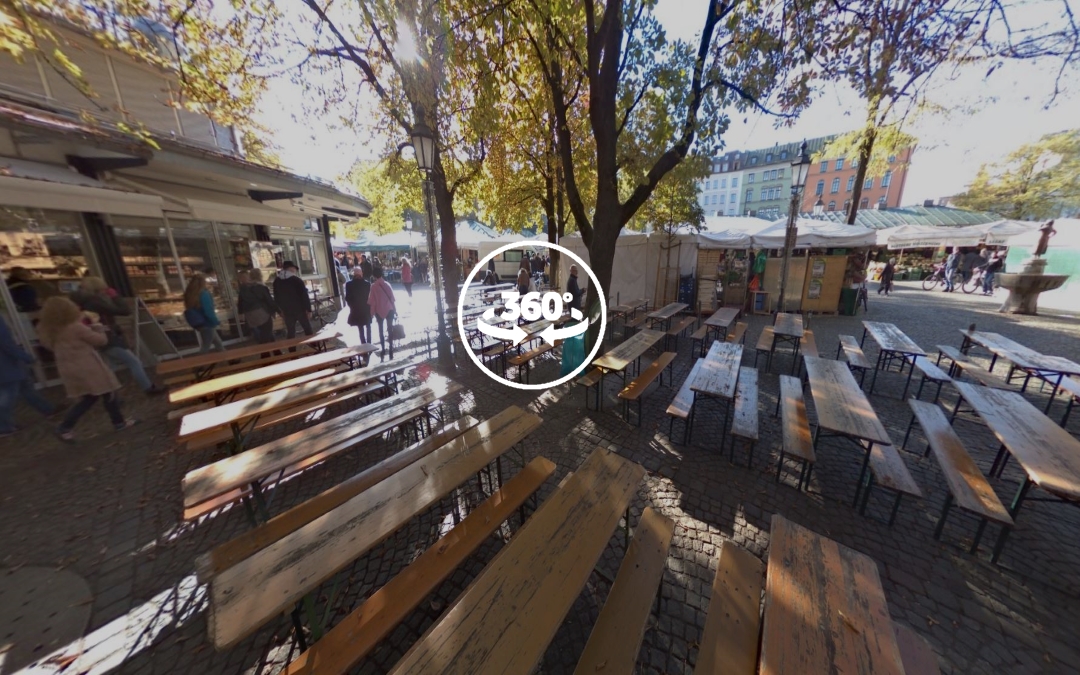 Foto 360 Jardín de la cerveza del Viktualienmarkt. VidePan en Múnich