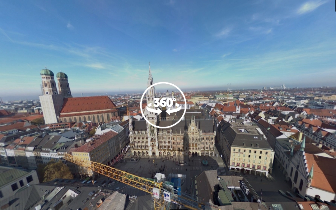 Foto 360 Múnich desde el Mirador de la torre de San Pedro. VidePan en Múnich