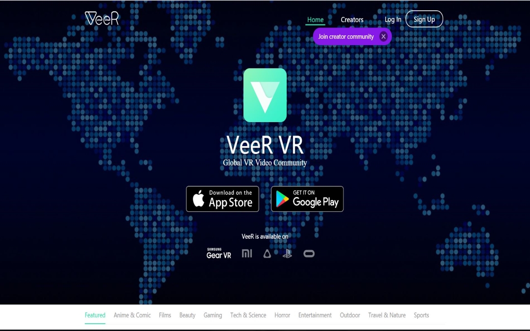 VeeR.tv es un sitio de intercambio de videos en 360 que soporta videos 360 3D