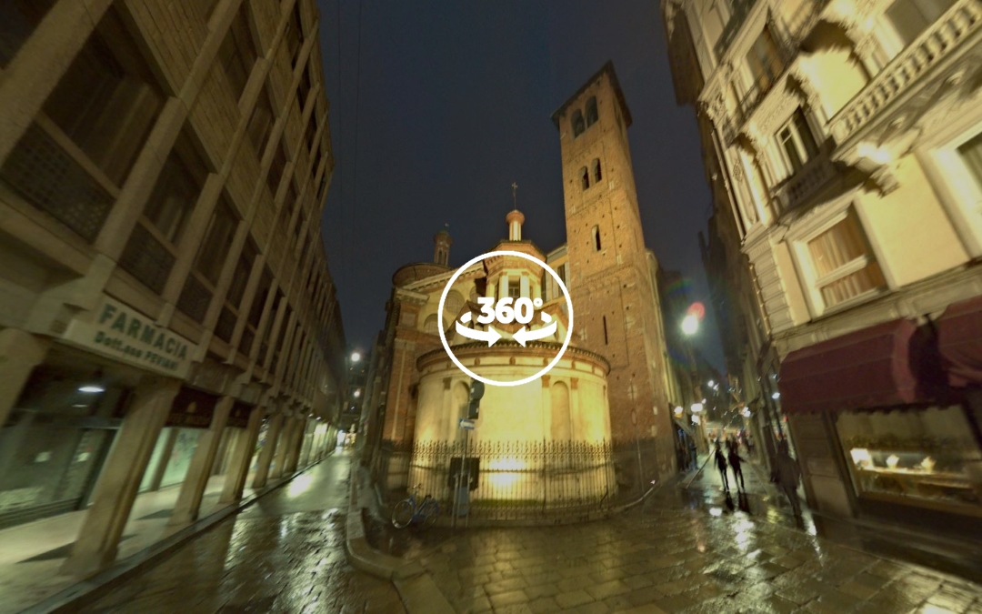 Foto 360 Basilica di Santa Maria presso San Satiro de noche. VidePan en Milán