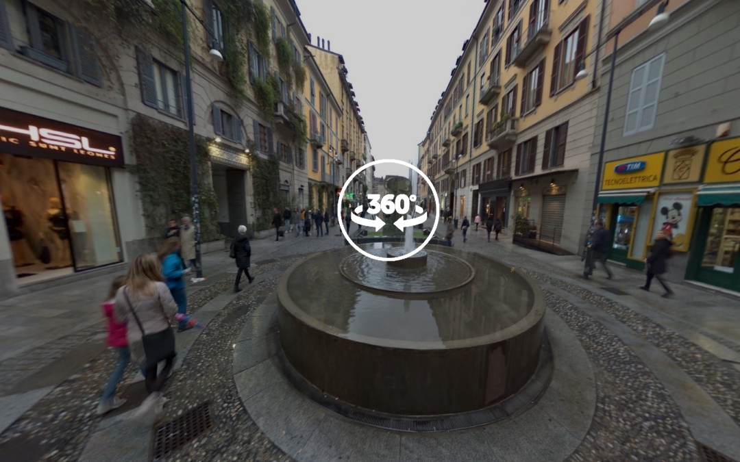 Foto 360 Fuente del Corso Como de Milán. VidePan en Milán