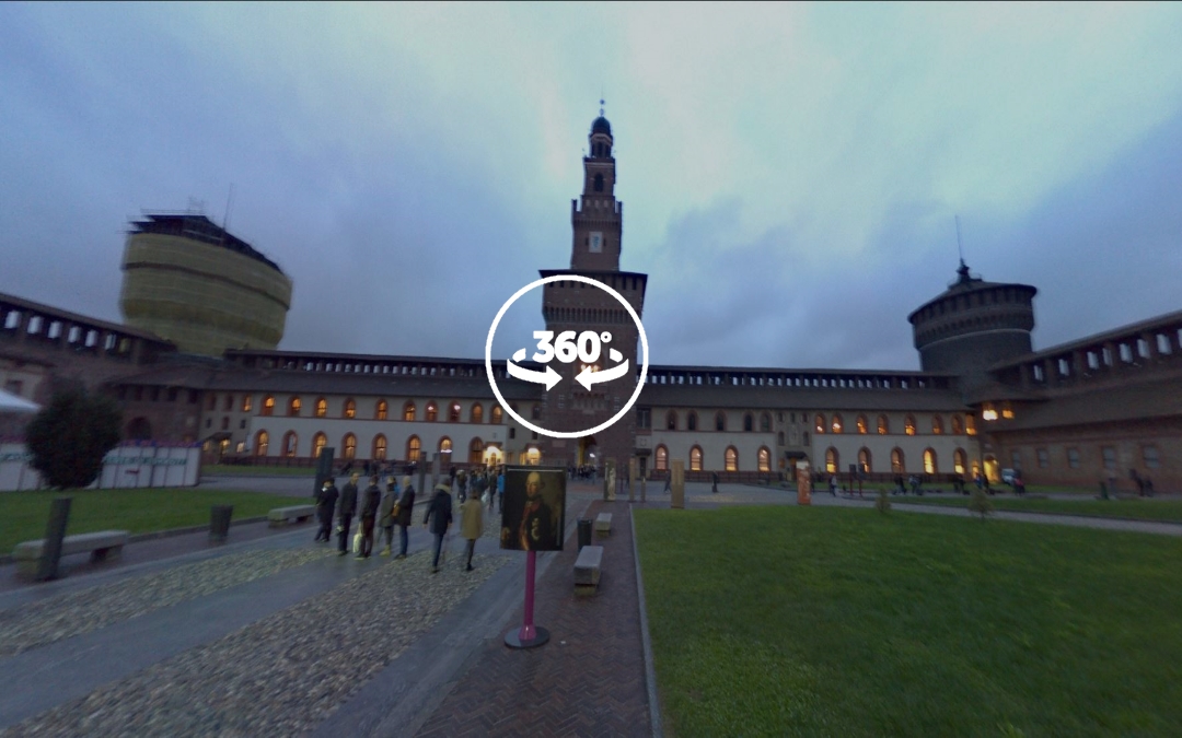 Foto 360 Plaza de armas del Castello Sforzesco. VidePan en Milán