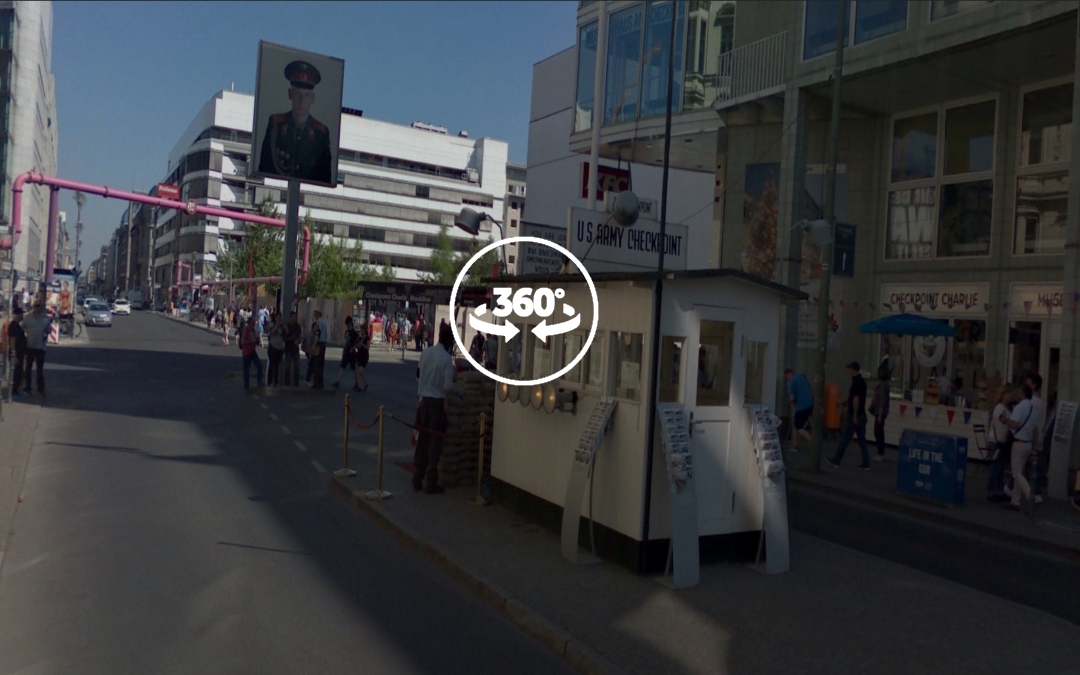 Foto 360 Checkpoint Charlie (Lado bando aliado). VidePan en Berlín