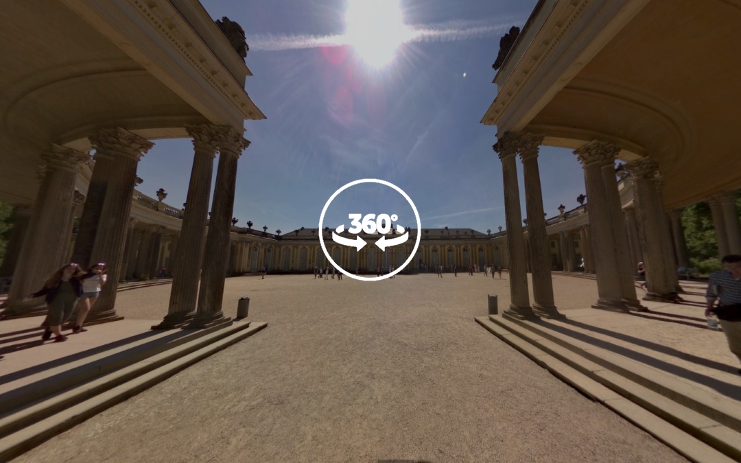 Foto 360 Cour d’honneur del lado norte del Palacio Sanssouci. VidePan en Berlín