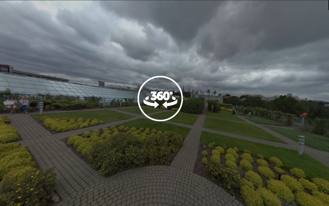Foto 360 Jardín de la Biblioteca de la Universidad de Varsovia.VidePan en Polonia