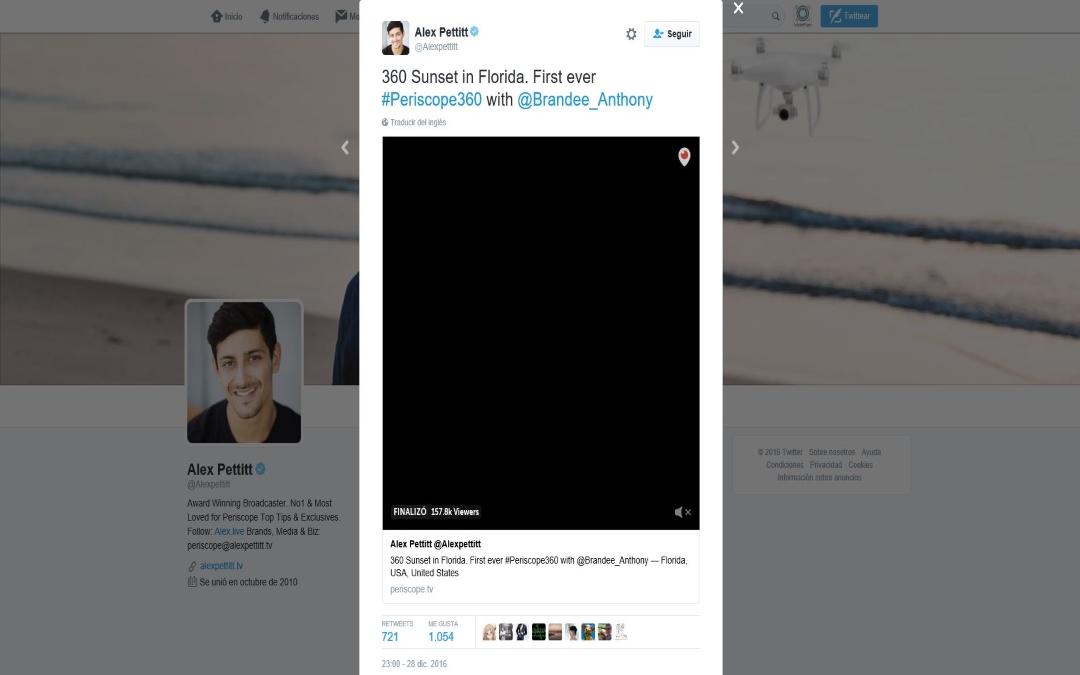 Twitter y Periscope añaden retransmisión en directo de vídeos 360 para determinadas cuentas