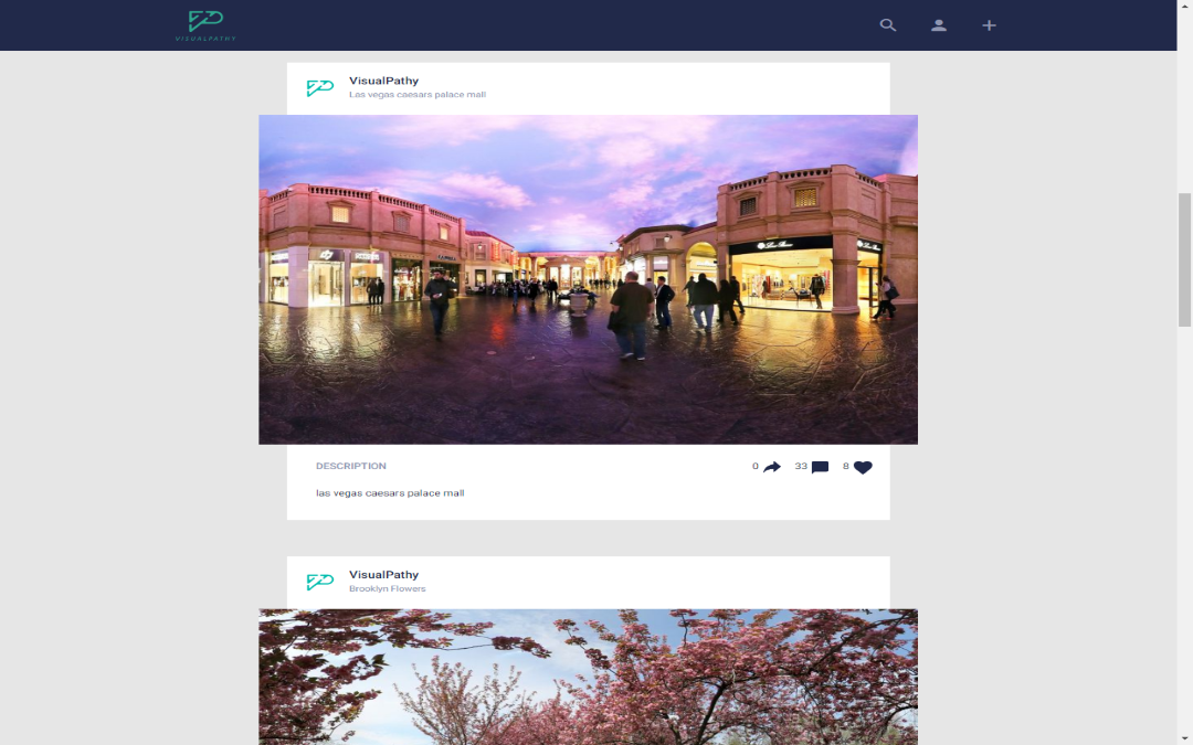 Visualpathy es una plataforma completa para compartir 360 fotos y videos