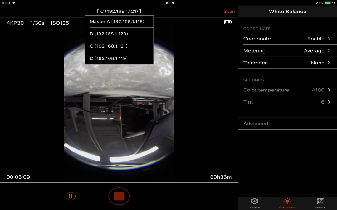 Versión de Z CAM Controller para Ipad