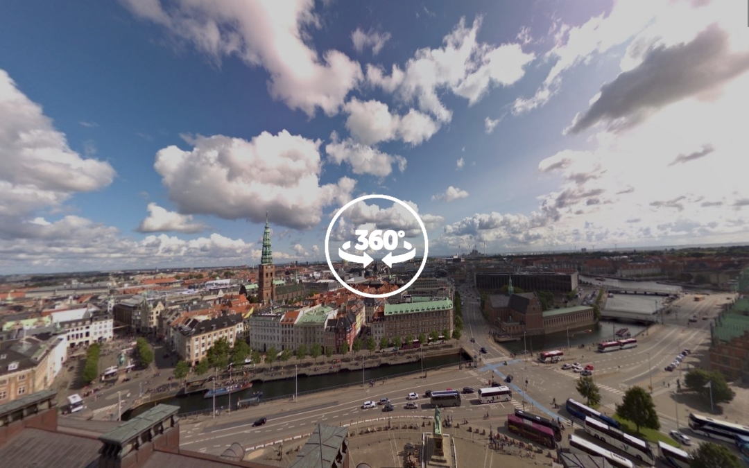 Foto 360 Parte 1 – Vistas de Copenhague desde la Torre del Palacio de Christiansborg. VidePan en Copenhague