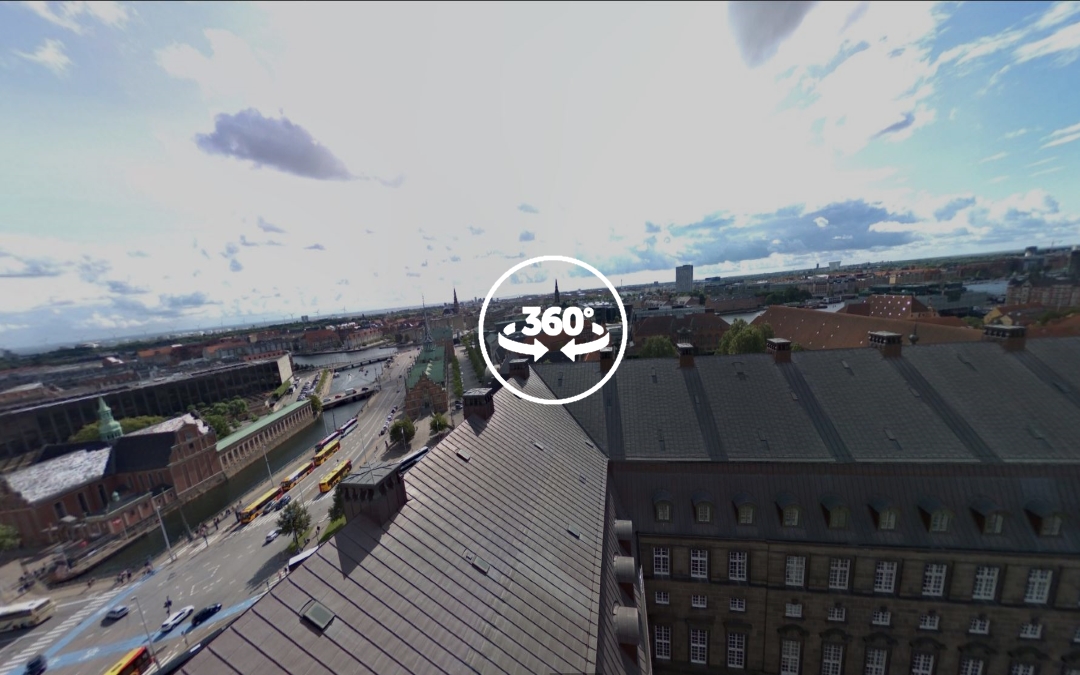 Foto 360 Parte 4 – Vistas de Copenhague desde la Torre del Palacio de Christiansborg. VidePan en Copenhague